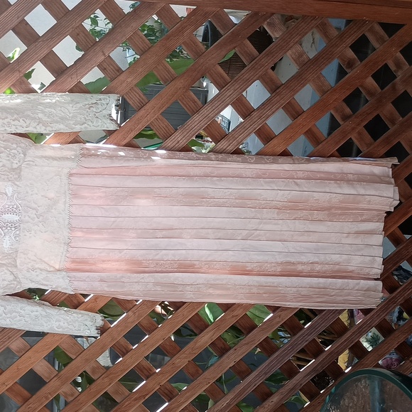 Vintage Jessica McClintock White Lace Top & Pink Silk Drop Waist Dress, Size 10 - Picture 2 of 8